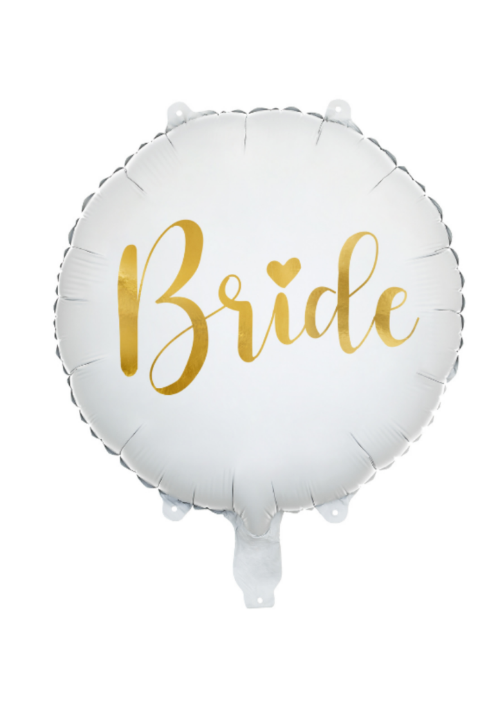 Balon foliowy okrągły BRIDE biało-złoty